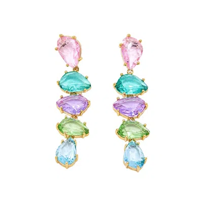 Uchi And Soto Women's Gold Hanabi Mixed Stone Drop Earrings