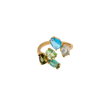 Uchi And Soto Women's Gold Hanabi Mixed Stones Ring