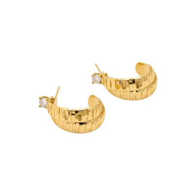 Uchi And Soto Women's Gold Kin Stone Sculptural Hoop Earrings
