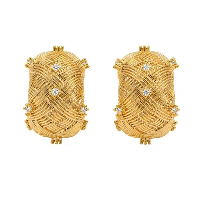 Uchi And Soto Women's Gold Kin Woven Stone Hoop Earrings