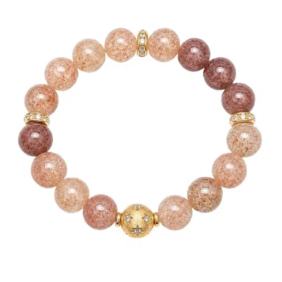 Uchi And Soto Women's Gold / Pink / Rose Gold Enso Round Multi Quartz Bead Bracelet In Gold/pink/rose Gold