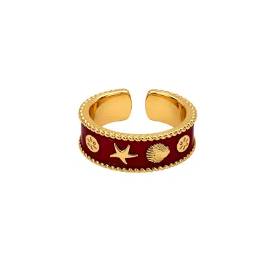 Uchi And Soto Women's Gold / Red Kin Red & Gold Shell Ring In Gold/red