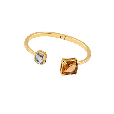 Uchi And Soto Women's Gold Shikaku Square Stones Open Bangle