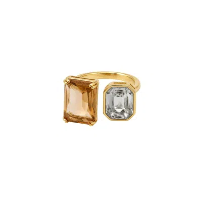 Uchi And Soto Women's Gold Shikaku Square Stones Open Ring