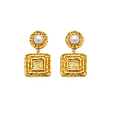Uchi And Soto Women's Gold Shinju Pearl & Sculptural Square Earrings