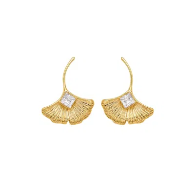 Uchi And Soto Women's Gold / Silver Gingko Gold Stone Earrings In Gold/silver