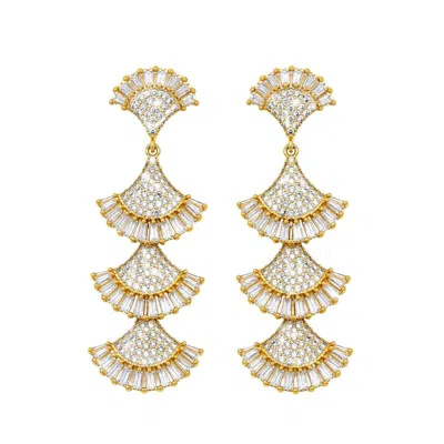 Uchi And Soto Women's Gold / Silver Gingko Rhinestone Layered Earrings In Gold/silver