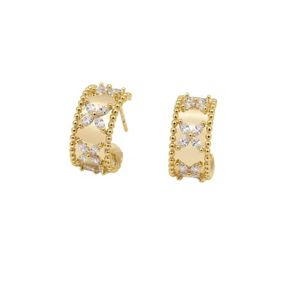 Uchi And Soto Women's Gold / Silver Kinmokusei Floral Beaded Hoop Earrings