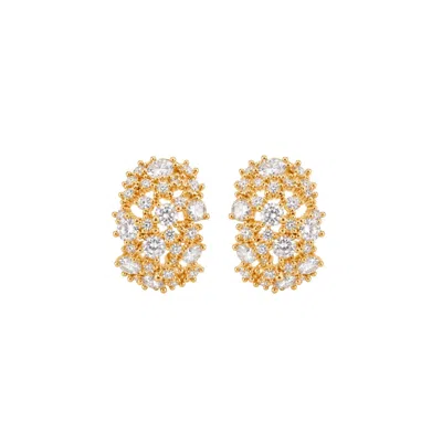 Uchi And Soto Women's Gold / Silver Kinmokusei Gold Floral & Stone Hoop Earrings In Gold/silver