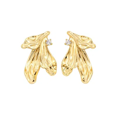 Uchi And Soto Women's Gold / Silver Kinmokusei Gold Petal Statement Earrings In Gold/silver