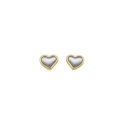 Uchi And Soto Women's Gold / Silver Kokoro Mixed Metal Heart Stud Earrings In Multi