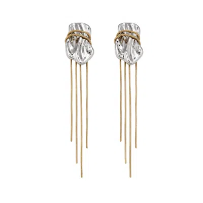 Uchi And Soto Women's Gold / Silver Nami Mixed Metals Chain Tassel Earrings