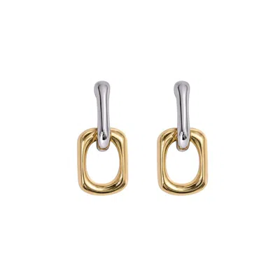 Uchi And Soto Women's Gold / Silver Shikaku Mixed Metals Chain Link Drop Earrings