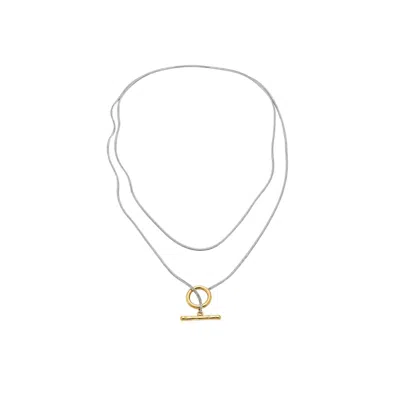 Uchi And Soto Women's Gold / Silver T Bar Gold & Silver Double Wrap Necklace In Gold/silver
