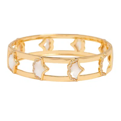 Uchi And Soto Women's Gold / White Gingko Gold Shell Bangle In Multi