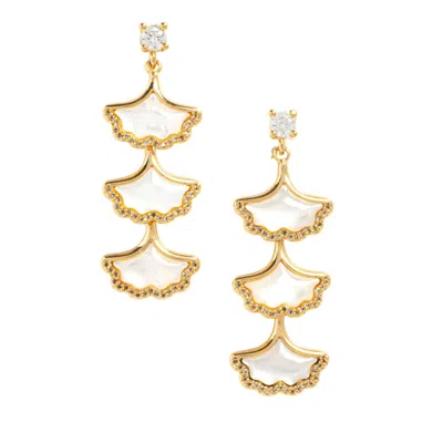 Uchi And Soto Women's Gold / White Gingko Gold Shell Earrings In Multi