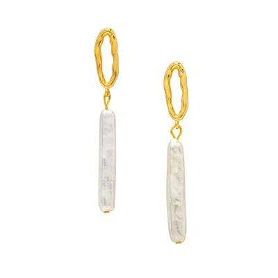 Uchi And Soto Women's Gold / White Shinju Gold Pearl Drop Earrings