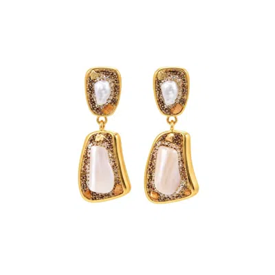 Uchi And Soto Women's Gold / White Shinju Mother Of Pearl Shimmer Earrings