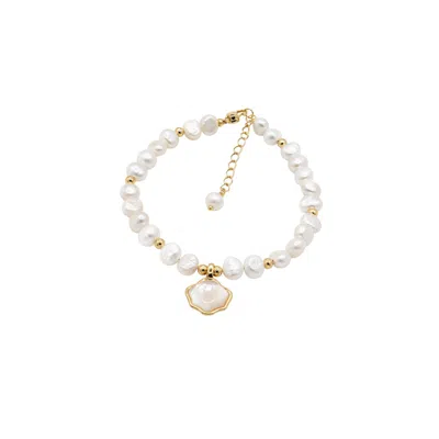 Uchi And Soto Women's Gold / White Shinju Pearl & Shell Bracelet In Multi