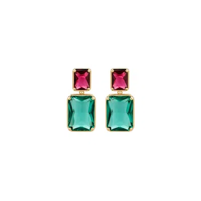 Uchi And Soto Women's Green / Red Shikaku Green & Red Stone Earrings In Green/red