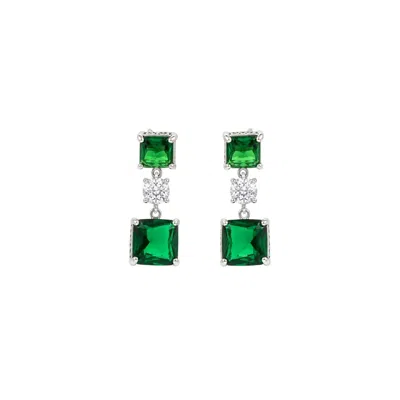 Uchi And Soto Women's Green / Silver Shikaku Green Stone Drop Earrings In Metallic