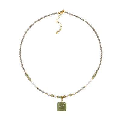 Uchi And Soto Women's Green / White Shikaku Green Bead Necklace In Green/white