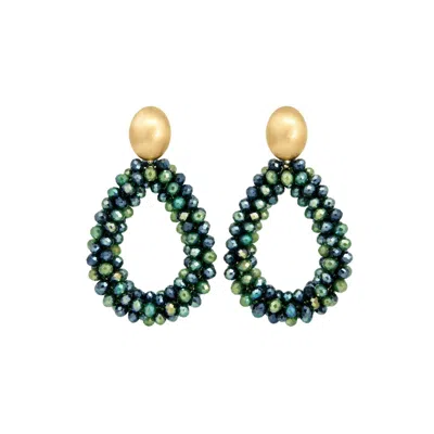 Uchi And Soto Women's Hanabi Green Glass Bead Statement Earrings