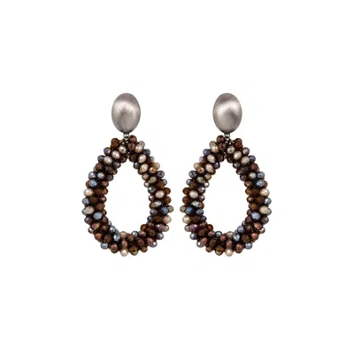 Uchi And Soto Women's Hanabi Grey Glass Bead Statement Earrings