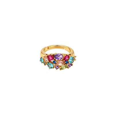 Uchi And Soto Women's Hanabi Multi Stone Statement Ring In Blue/brown/green/orange/pink/purple/yellow