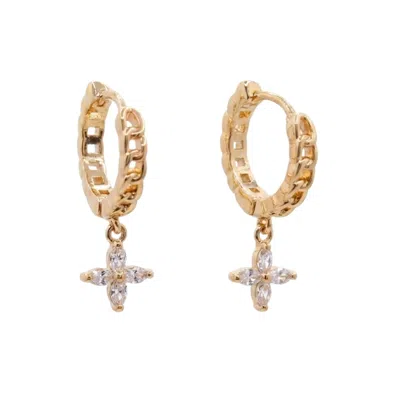 Uchi And Soto Women's Kinmokusei Gold Flower Drop Chain Hoop Earrings