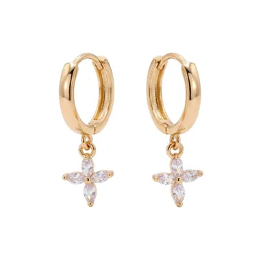 Uchi And Soto Women's Kinmokusei Gold Flower Drop Huggie Hoop Earrings