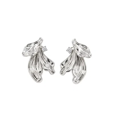 Uchi And Soto Women's Kinmokusei Silver Petal Statement Earrings