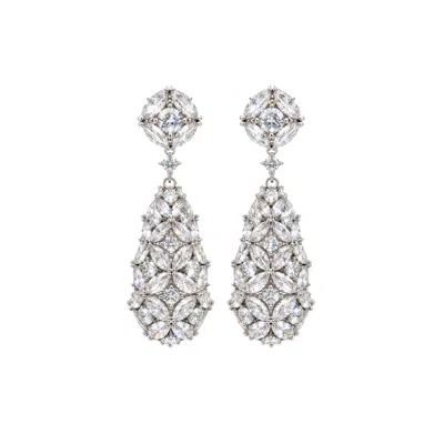 Uchi And Soto Women's Kinmokusei Stone Floral Silver Drop Statement Earrings
