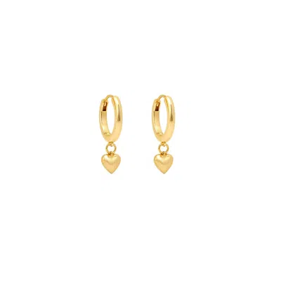 Uchi And Soto Women's Kokoro Gold Heart Drop Huggies Earrings