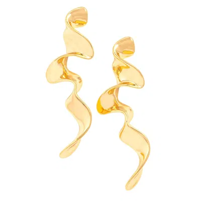Uchi And Soto Women's Nami Gold Long Wave Earrings