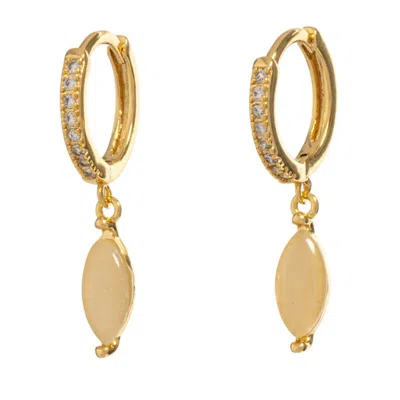 Uchi And Soto Women's Neutrals / Gold Nekomeishi Cream Cats Eye Earrings