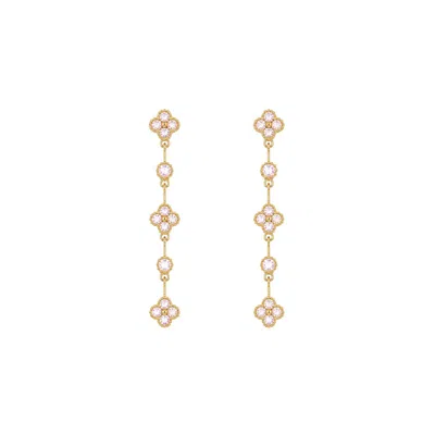 Uchi And Soto Women's Rose Gold Kinmokusei Rose White Drop Earrings In Green