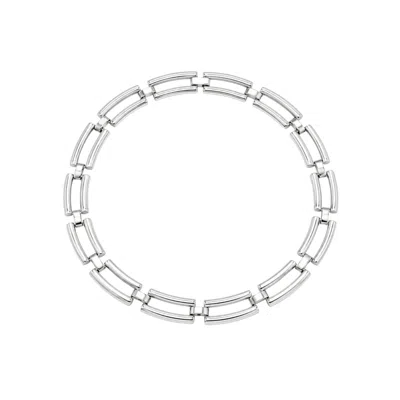 Uchi And Soto Women's Shikaku Silver Rectangle Link Statement Necklace