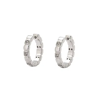 Uchi And Soto Women's Shikaku Stone Silver Huggie Hoop Earrings
