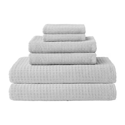 Uchino Waffle Twist 6 Pack Bath Towel Set In Gray