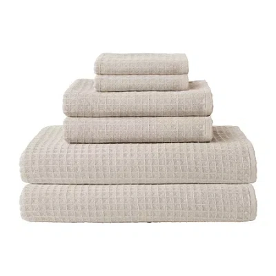Uchino Waffle Twist 6 Pack Bath Towel Set In Neutral