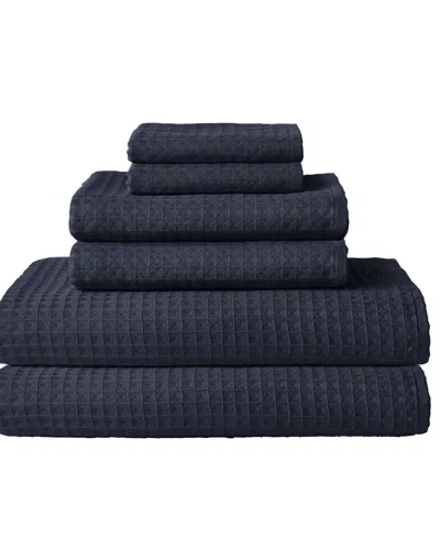 Uchino Waffle Twist 6-pc. Bath Towel Set In Blue