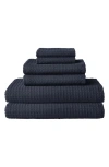 Uchino Waffle Twist 6-piece Cotton Bath Towel In Blue