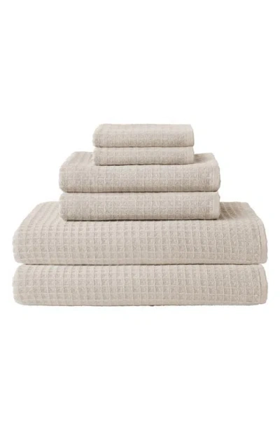 Uchino Waffle Twist 6-piece Cotton Bath Towel In Neutral