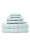 Uchino Waffle Twist 6-piece Cotton Bath Towel In Blue