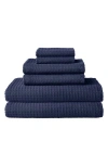 Uchino Waffle Twist 6-piece Cotton Bath Towel In Blue