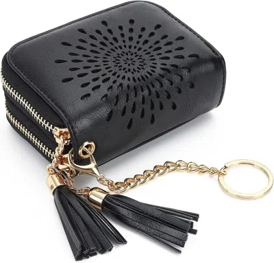 Ucid Credit Card Holder Zipper Card Case Keychain Small Wallet For Women 1927 Pink, Double Zip