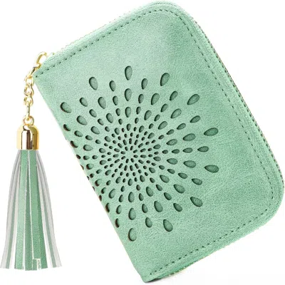 Ucid Credit Card Holder Zipper Card Case Keychain Small Wallet For Women 1927 Pink In Green