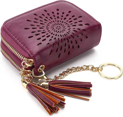 Ucid Credit Card Holder Zipper Card Case Keychain Small Wallet For Women 1927 -red-2(double Zip)