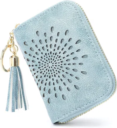 Ucid Credit Card Holder Zipper Card Case Keychain Small Wallet For Women 1927 - Single Zip In Blue